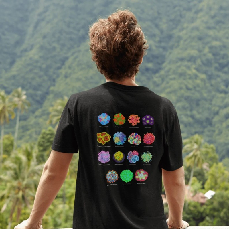 Aquarium Fish Cartoon - Shirt with 15 Corals on The